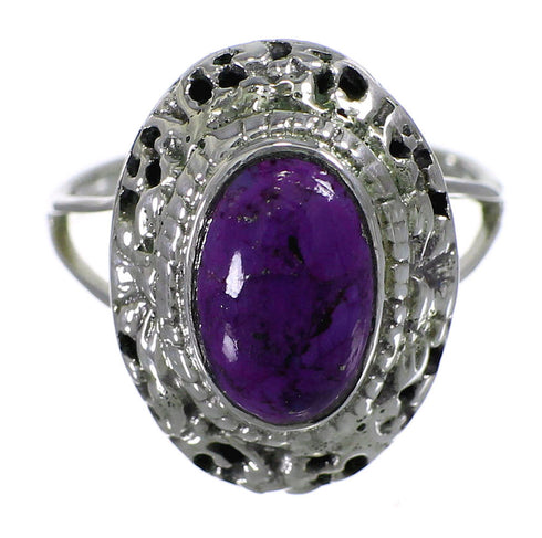 Southwestern Sterling Silver And Magenta Turquoise Ring Size 6-3/4 YX79539